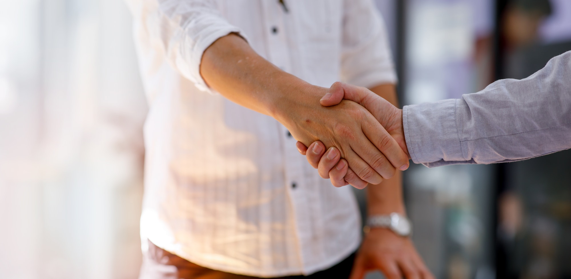 Business handshake for teamwork of business merger and acquisition,successful negotiate,hand shake,t